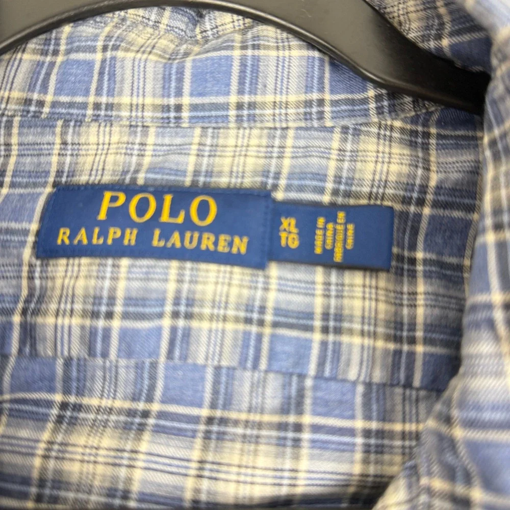 Polo Ralph Lauren Shirt Size XL Men's Blue Plaid Button Down‎ Long Sleeve